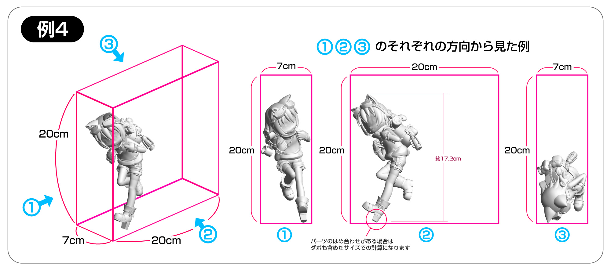 3Dモデルを出力可能サイズ内に収めた例4