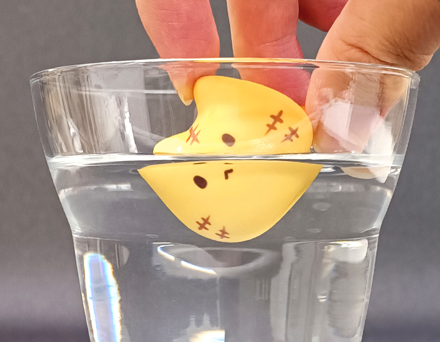 フィギュアを水に入れた様子