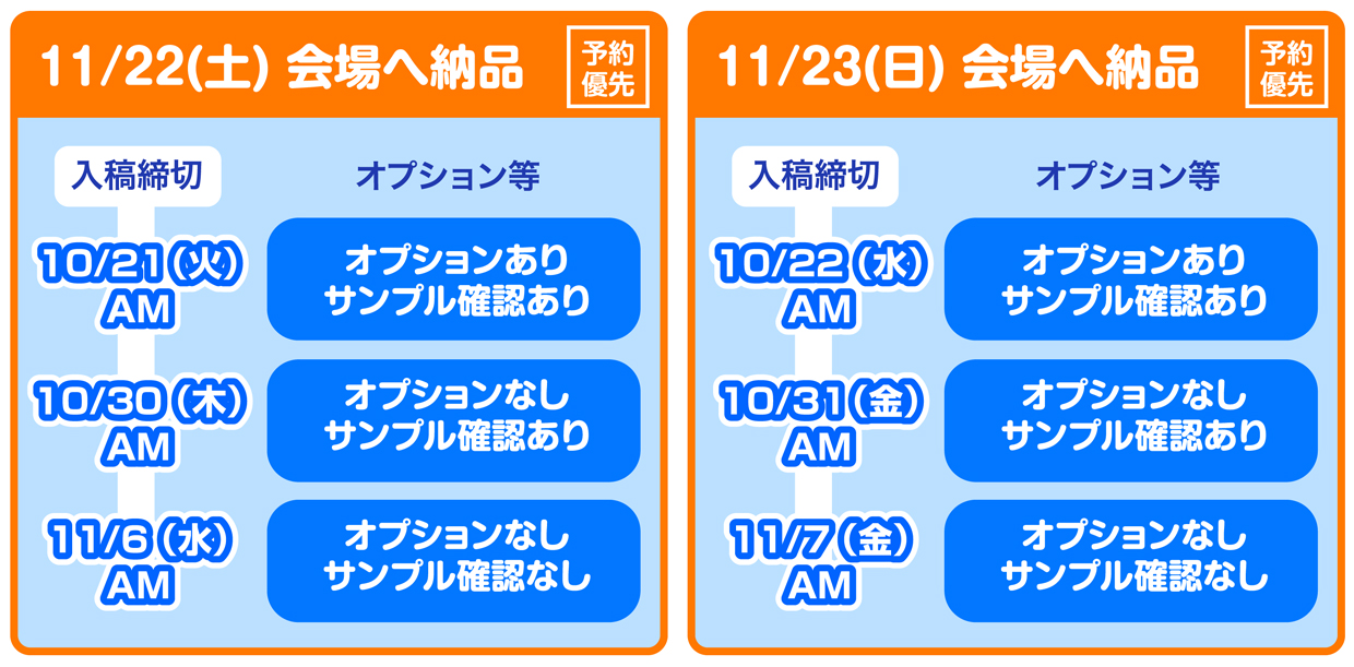 会場納品スケジュール
